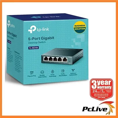 NEW TP-Link TL-SG105 V6 5-Port 1000Mbps Gigabit Desktop Switch Ethernet Steel • $34.90