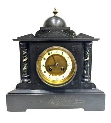Antique French Victorian Marble Eight Day Striking Mantel Clock • $599