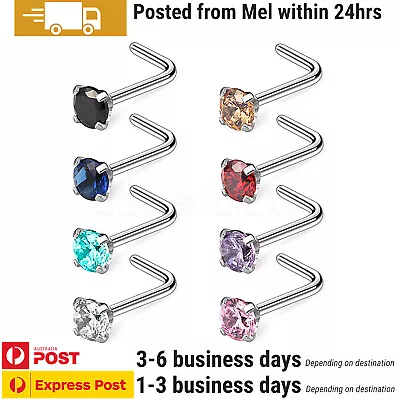 Nose Studs Rings Mixed Coloured Surgical Steel L Shaped Piercing Jewellery Bulk • $5.99