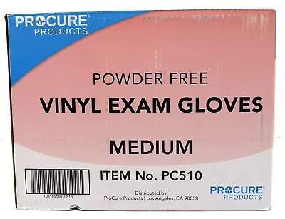 Procure PC510 Vinyl Exam Gloves Powder Free Size- Medium Box Of- 1000 • $38.97