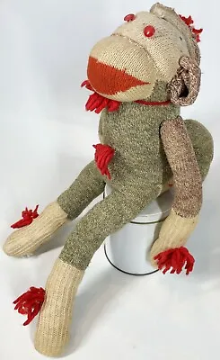 £24.45 • Buy Antique Vintage 16  Handmade Folk Art Knit Crochet Stuffed Sock Monkey Plush