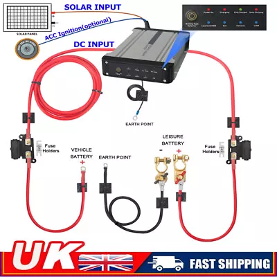 5M 12V DC To DC Dual Battery Charger Kits Built-in Solar  For Caravan Camper Van • £159.89