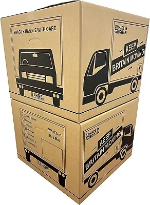 House Moving Packing Shipping Strong Cardboard Van Boxes With Carry Handles • £13.09