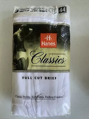 1998 HANES CLASSICS Full Cut Briefs 7760 Men's 44 White 100% PreshrunkCotton NIP • $24.50