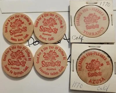 Lot 6 Sambo's Restaurants SANTA BARBARA Azusa Torrance Hemet  Wooden Nickel CA • $35