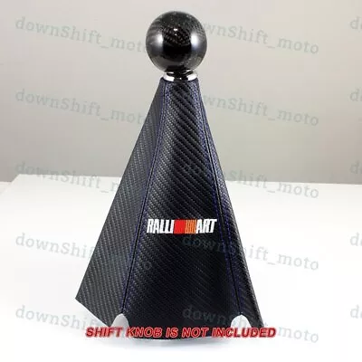 RALLIART Carbon Look PVC Black/Blue Stitch Shift Knob Shifter Boot Cover MT/AT • $7.99