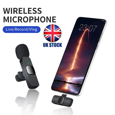 UK Mini Wireless Lavalier Microphone Audio Video Recording For Android / IPhone • £10.48