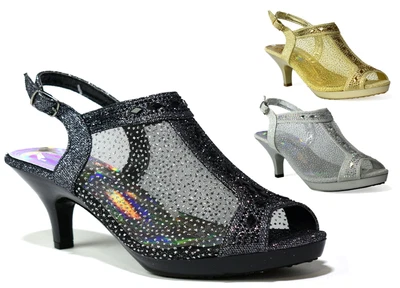 £14.95 • Buy Ladies Womens Pointy Peep Toe Heel Shoes Diamante Wedding Party Bridal New Size