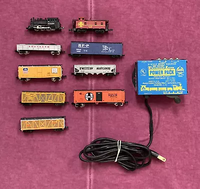 Vintage N Scale Model Railroad Train Cars Lot Of 9. Locomotive Caboose Etc • $49