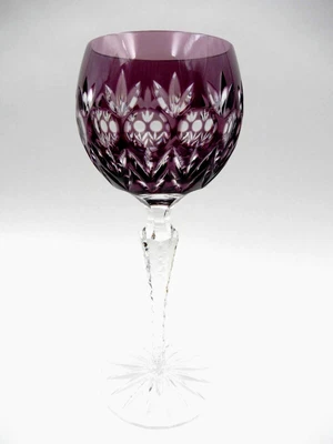 £29.61 • Buy Vintage Amethyst Purple Bohemian Cut To Clear Czech Crystal Art Glass Goblet