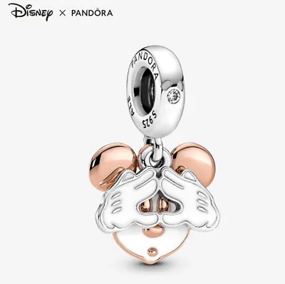 Authentic Pandora Disney Mickey Mouse Double Dangle Rose Gold & S.925 #780112C01 • $51