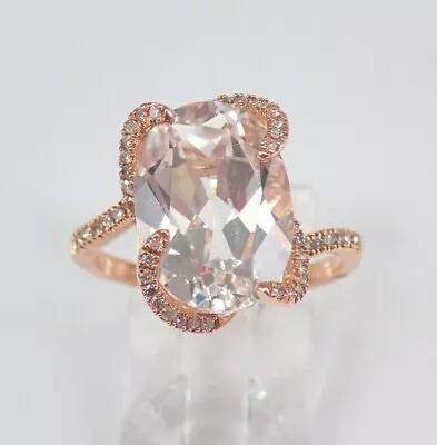 3Ct Oval Cut Lab-Created Morganite Solitaire Wedding Ring 14K Rose Gold Plated • $110.96