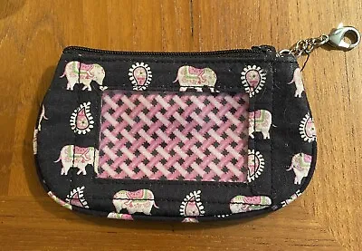 VTG Vera Bradley ID Change Purse Wallet Pink Elephants Paisley Spring 2007 3 X5  • $10