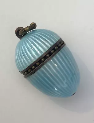 Antique Victorian Guilloche Enameled Egg-perfume Pomander Vinaigrette Pendant • $225