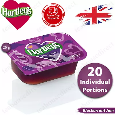 Hartleys Fruit Jam 20g Individual Portion Blackcurrant Flavour Jam- Pack Of 20 • £5.99