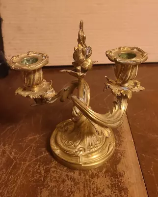 Beautiful Brass Candelabra Candlestick Holder French Style Italy Art Nouveau • $49.99