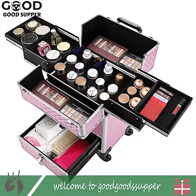 Profl Rolling Makeup Train Case Cosmetic Trolley Makeup Storage Organizer Cart • $71.25