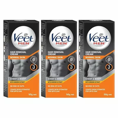 Veet Hair Removal Cream For Men Normal Skin - 50g Each (Pack Of 3) • $15.29