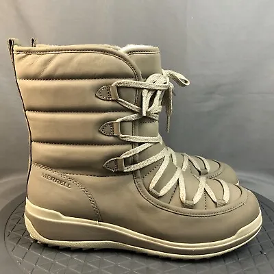 Merrell Snowcreek Cozy Womens 9 Waterproof Leather Mid Snow Boots Moon Ocre • $129.99