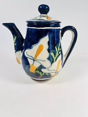 Talavera  Teapot Puebla Mexico Folk Art Handmade Pottery Calla Lily Floral • $28