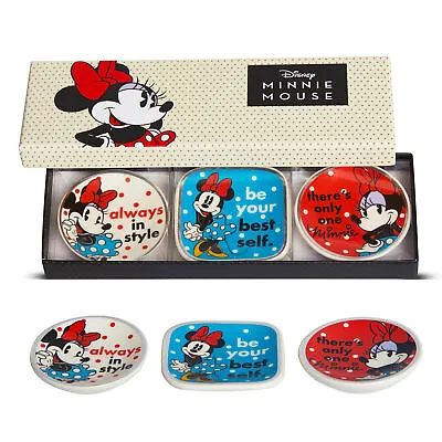 Disney Mickey Mouse And Minnie Mouse Mini Ceramic Trinket Tray Jewelry Ring Hol • $25