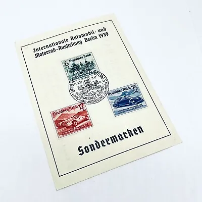 SONDER MARKEN SPECIAL STAMPS BRIEFMARKEN KdF WAGEN CAR FAIR 1939 GERMANY AUDI VW • $149