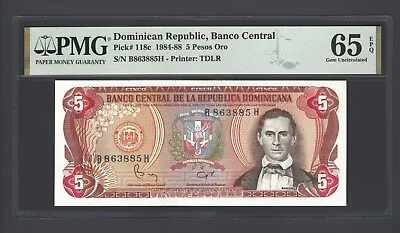 Dominican Republic 5 Pesos Oro 1984 P118c Uncirculated Graded 65 • $39.99