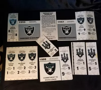 Oakland Raiders Tickets And Stub Lot - 1995 1997 1999 - 10 Total • $22