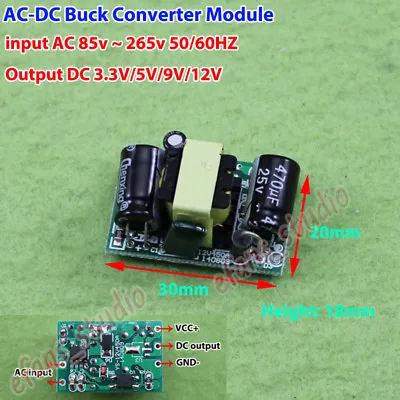 Mini AC-DC Converter 110V 120V 220V 230V To 3.3V 5V 9V 12V Switching Power Board • $2.33