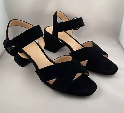 JCREW  PENNY  Black Velvet Sandal Heel Size 10.5 Style K0007 • $34.99