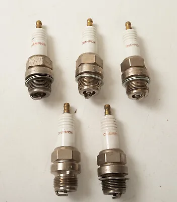 Lot Vintage Champion Sparkplugs W-14 (F4L) 2 Used/3 New (JSF6) Spark Plugs USA • $24.95