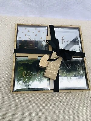 £7.50 • Buy Next Coasters Glass Square Set Of 4 Gift Home Decor Drink Tableware Fizz