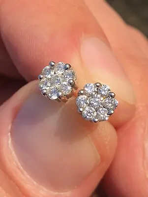 £30 • Buy Beautiful Vintage Natural Diamond Daisy Flower Cluster Earrings 9ct Gold 🤩💎