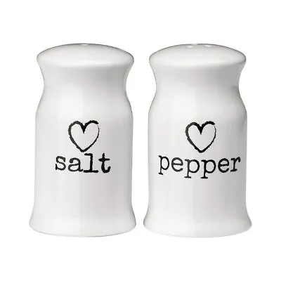 Ceramic White Salt And Pepper Charm Condiments Shaker Pots Dispensers Set • £9.25