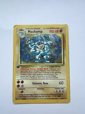 Pokémon TCG Machamp Base Set 8/102 Holo 1st Edition Holo Rare • £5