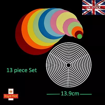 Large Nest Of 13 Thin Circle Metal Cutting Dies Scrapbooking Paper Crafts H7 • £8.79