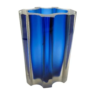 Rare Iittala Tapio Wirkkala Blue Glass Vase - 6  Vtg 1960s Mid Century 3502 Chip • $576
