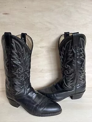 Dan Post Mens Size 9 D Black Leather Cowboy Western Riding Boots Made In USA • $40.99