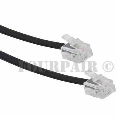 50ft Telephone Line Cord Cable Wire 6P4C RJ11 DSL Modem Fax Phone To Wall Black • $6.95