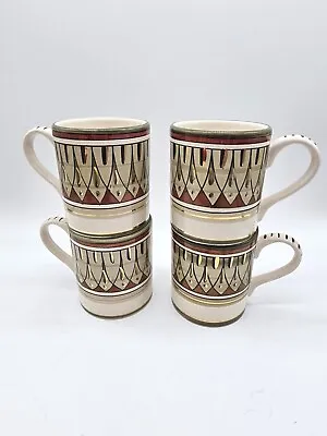 Sberna Deruta Italy Hand Painted Gilt Ceramic  Lot Of 4 Coffee Mug Tea Cups MCM  • $28.90