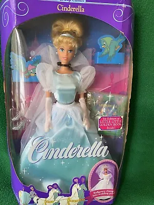 DISNEY CLASSICS ~ CINDERELLA Doll ~ Mattel Golden Book ~ Vintage 1991 ~ NOS • $19.99