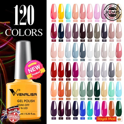 Venalisa UV/LED Soak Off Gel Polish 120 Colour Pro Gels Long Top & Base Primer • £3.45