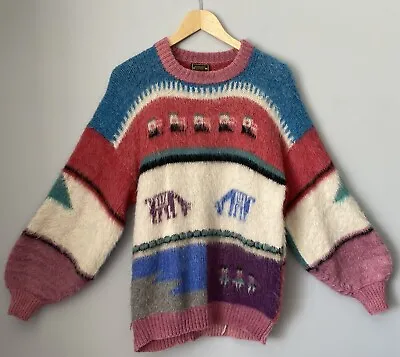 Bolivian Imports HANDKNITTED 100% Llama & Alpaca Wool Sweater Size XL Multicolor • $60.99