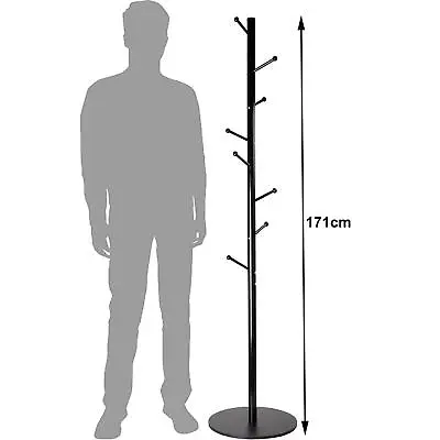 8 Hook Standing Coat Rack Premium Steel Tree Stand Clothes Hat Holder Hanger • £15.45