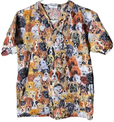 UA Scrubs Womens Short Sleeve Dog Pattern Medical Scrub Top Size Extra Small • $15.69