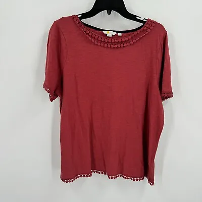 BODEN Thelma Jersey Cotton Short Sleeve T-Shirt Lace Trim Women's US 14 • $7.04