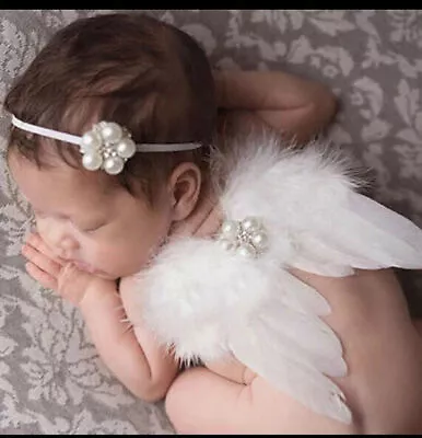 Baby Angel Wings + Headband Photoshoot Newborn Newborn Photography WT • £7.20