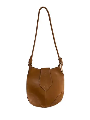 Vintage United Colors Of Benetton Vera Pelle Brown Leather Embossed Bag Purse • $21.25