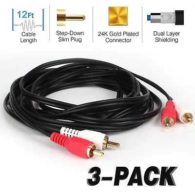 [3-Pack] Premium Gold 2RCA To 2RCA Male Audio Cable Cord-2M 4M 7M 15M(AU Seller) • $12.34