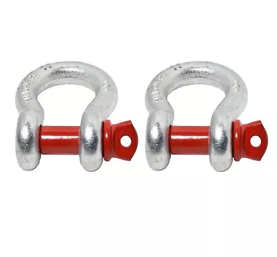 2x 7/8  Bow Shackle D-Ring Zinc Plated W Red 1  Clevis Screw Pin 14000 Lbs Tow • $28.83